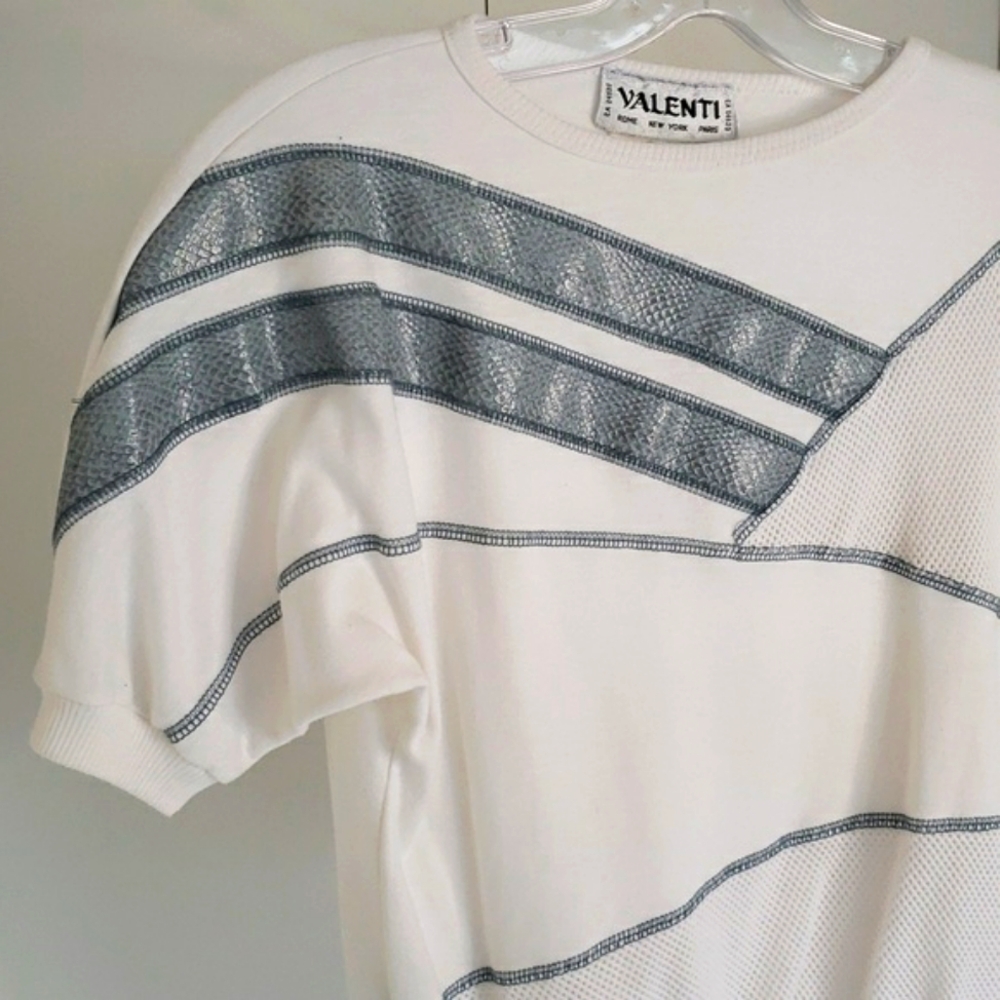 Valenti Vintage snakeskin striped mesh vintage sport aerobics tennis top - Picture 1 of 9